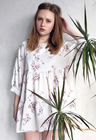 FLORAL MINI SMOCK DRESS