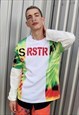 Stitched tropical t-shirt tie dye acid fluorescent tee white