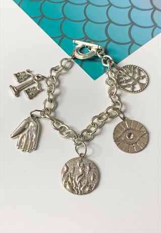 90'S SILVER CHUNKY CHARMS BRACLET