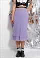 90S GRUNGE Y2K FAIRY LILAC LAVENDER SHEER MESH FRILL SKIRT