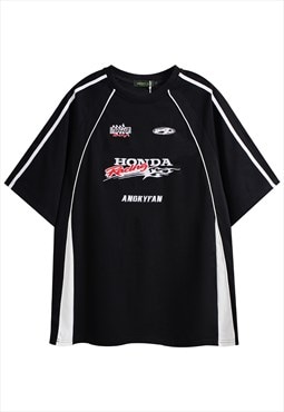 Motorsports t-shirt retro racing tee car print top in black