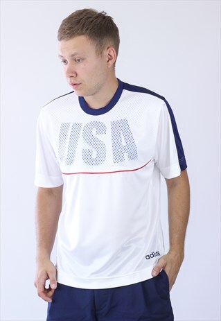 VINTAGE MENS '06 WORLD CUP ADIDAS USA TEAM BIG LOGO T-SHIRT