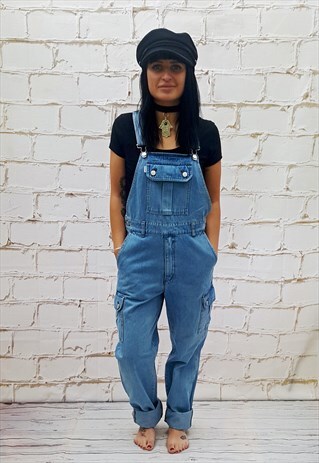 VINTAGE BLUE DENIM LONG DUNGAREES