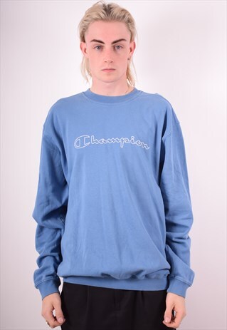 CHAMPION MENS VINTAGE SWEATSHIRT JUMPER 2XL BLUE 90S