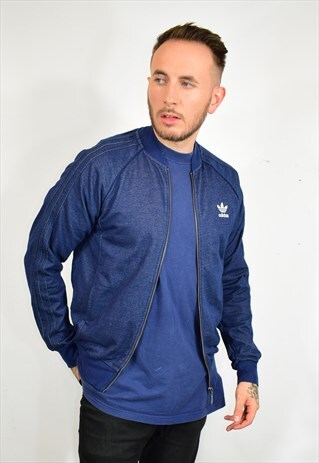 VINTAGE ADIDAS BLUE DENIM STYLE BOMBER JACKET