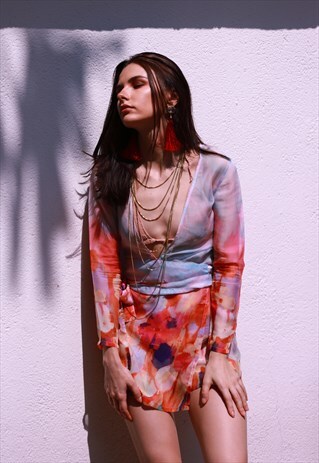 FLORAL PRINT WRAP DRESS