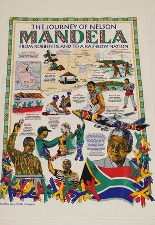 60S RARE NELSON MANDELA TEXTILE TEA TOWEL 19.5 X 28.5