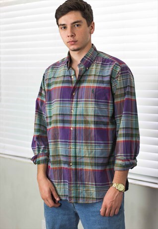 VINTAGE POLO RALPH LAUREN SHIRT LOGO 90S L 12.3