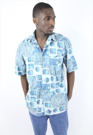 VINTAGE ABSTRACT 90'S PATTERNED SHIRT