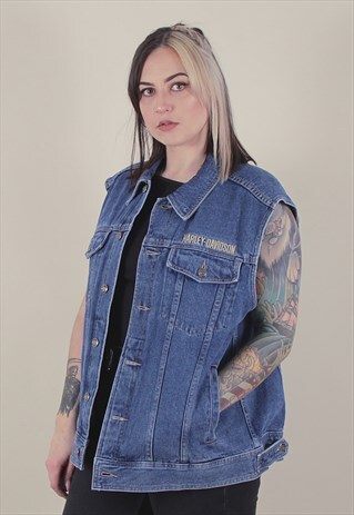 VINTAGE HARLEY DAVIDSON DENIM JACKET VEST /A6006