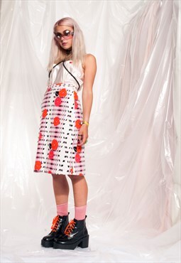Vintage floral skirt 60s psychedelic poppy high waist midi