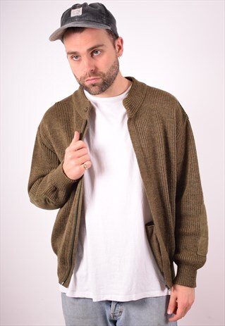 MENS VINTAGE CARDIGAN SWEATER LARGE GREEN 90S