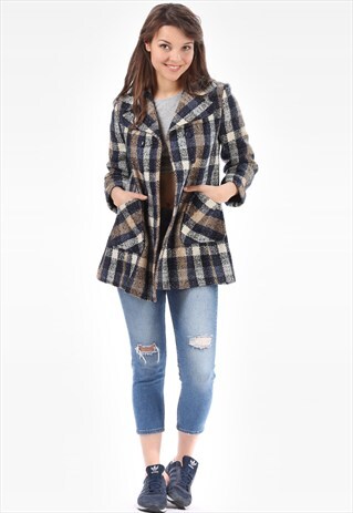 VINTAGE 70S PLAID WOOL MINI COAT
