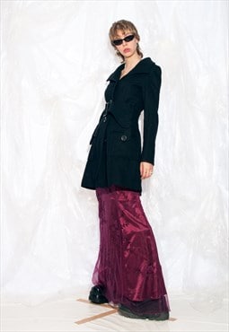 Vintage Y2K Winter Coat in Black Wool