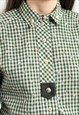 VINTAGE BAVARIAN SHIRT IN PLAID GREEN LONG SLEEVE TRACHTEN