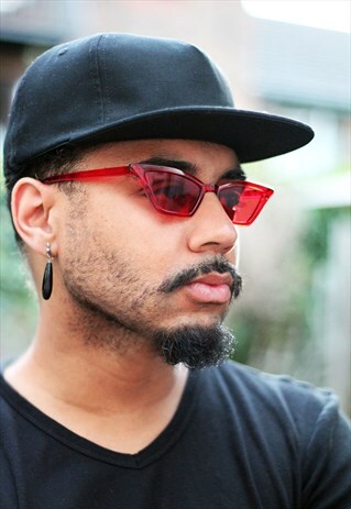RED CLEAR RETRO UNISEX TRANSPARENT SUNGLASSES