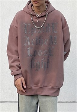 Dirty Pink Punk graphic Cotton oversized Hoodies Y2k
