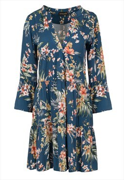 Floral A Line Dress with Bell Sleeves