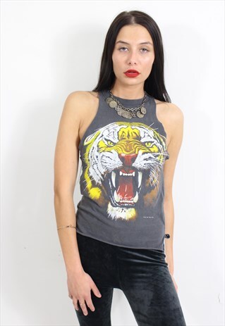 1990'S WASHED BLACK TIGER TEE