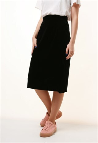 80S VINTAGE VELOUR MIDI PENCIL SKIRT 966