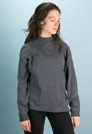 VINTAGE LONG SLEEVED TURTLENECK GREY TOP