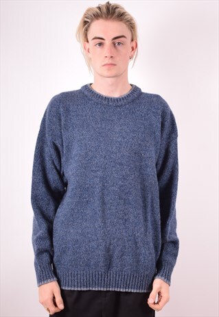 WOOLRICH MENS VINTAGE JUMPER SWEATER XL BLUE 90S