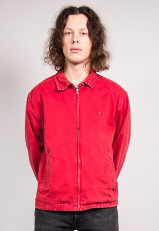 90'S VINTAGE TOMMY HILFIGER RED BOMBER JACKET