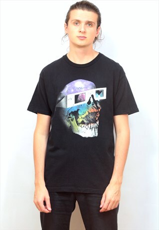 VINTAGE GRAPHIC 'SKULL IN 3D GLASSES' PRINT T-SHIRT