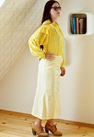 YELLOW SHOULDER PAD VINTAGE BLOUSE
