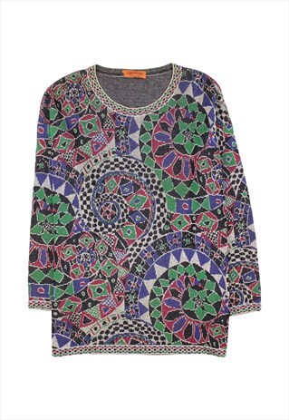 RARE VINTAGE 80S MISSONI LUREX GEOMETRIC PATTERN LONG JUMPER