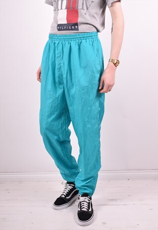 MENS VINTAGE TRACKSUIT TROUSERS W30 L28 BLUE 90S