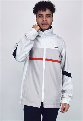 VINTAGE 90'S LACOSTE WHITE, BEIGE ZIP-UP JACKET