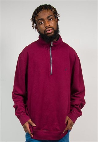 NAUTICA BURGUNDY QUARTER ZIP SWEATSHIRT