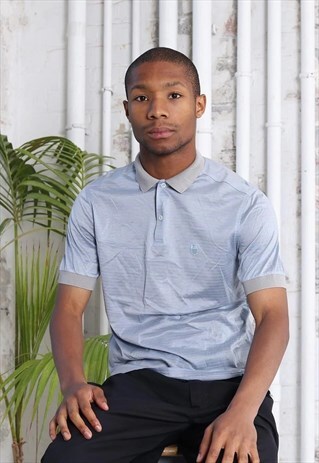 VINTAGE VALENTINO CHEST LOGO POLO SHIRT BLUE