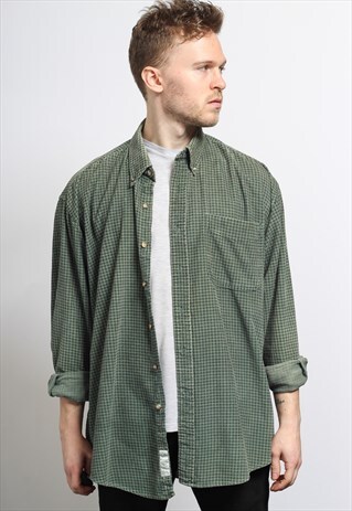 VINTAGE CORDUROY CORD SHIRT GREEN