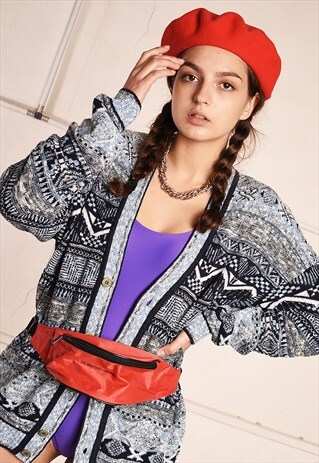 90'S RETRO JAZZY OVERSIZED DADS KNIT CARDIGAN