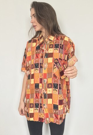 PATTERNED OVERSIZED RETRO VINTAGE UNISEX FESTIVAL SHIRT