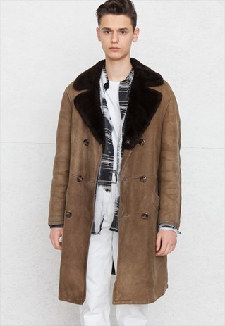 VINTAGE BROWN SHEARLING SHERPA COAT