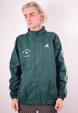 ADIDAS MENS VINTAGE TRACKSUIT TOP JACKET LARGE GREEN 90S