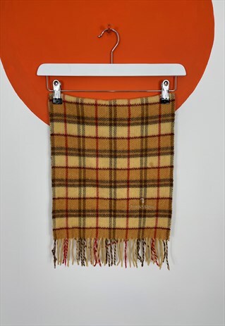 VINTAGE 90S TRUSSARDI CHECKED FRINGE KNIT SCARF YELLOW