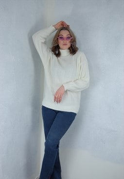 Vintage y2k turtleneck baggy warm glam sweater jumper white