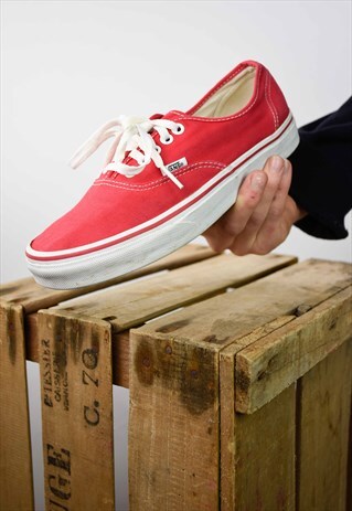 VINTAGE 90S AUTHENTIC VANS IN RED UNISEX UK7