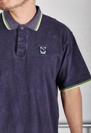 Vintage Puma Polo Shirt in Navy Short Sleeve Tee XL
