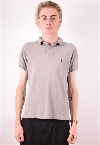 POLO RALPH LAUREN MENS VINTAGE POLO SHIRT MEDIUM GREY 90S