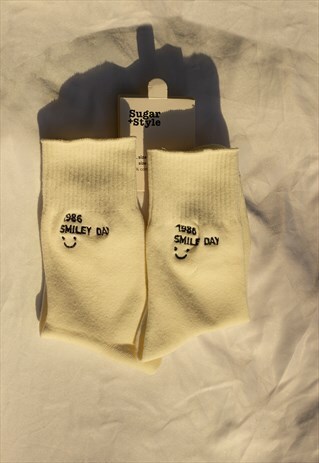 Black Smiley Date Socks