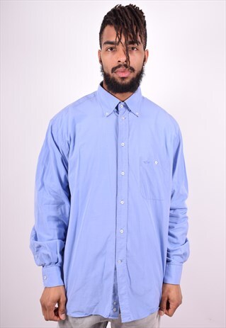 PAUL & SHARK MENS VINTAGE SHIRT LARGE BLUE 90'S