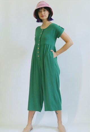 MILLER NATURAL LOUNGEWEAR LINEN JUMPSUIT - GREEN