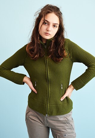 90'S RETRO RIBBED KNIT TEEN CARDIGAN