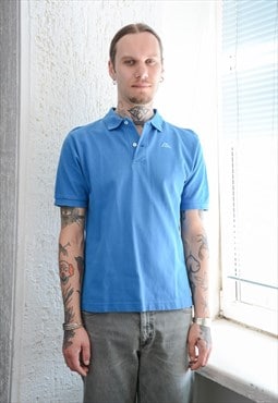 Vintage Blue Cotton Short Sleeved Polo Shirt