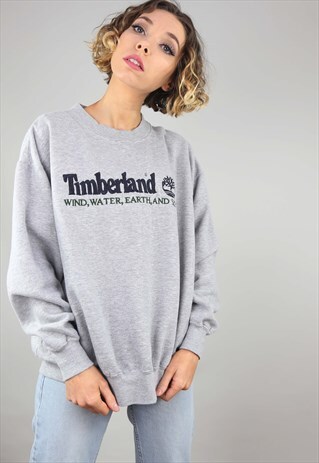 VINTAGE OVERSIZED TIMBERLAND SWEATER SWEATSHIRT GREY
